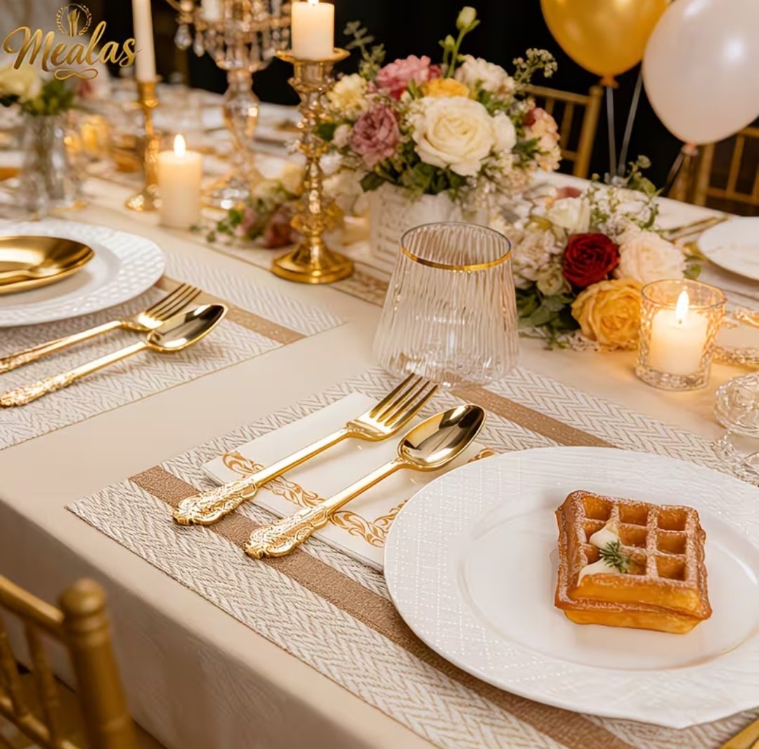 20pcs Golden Retro Tableware Set - Image 3