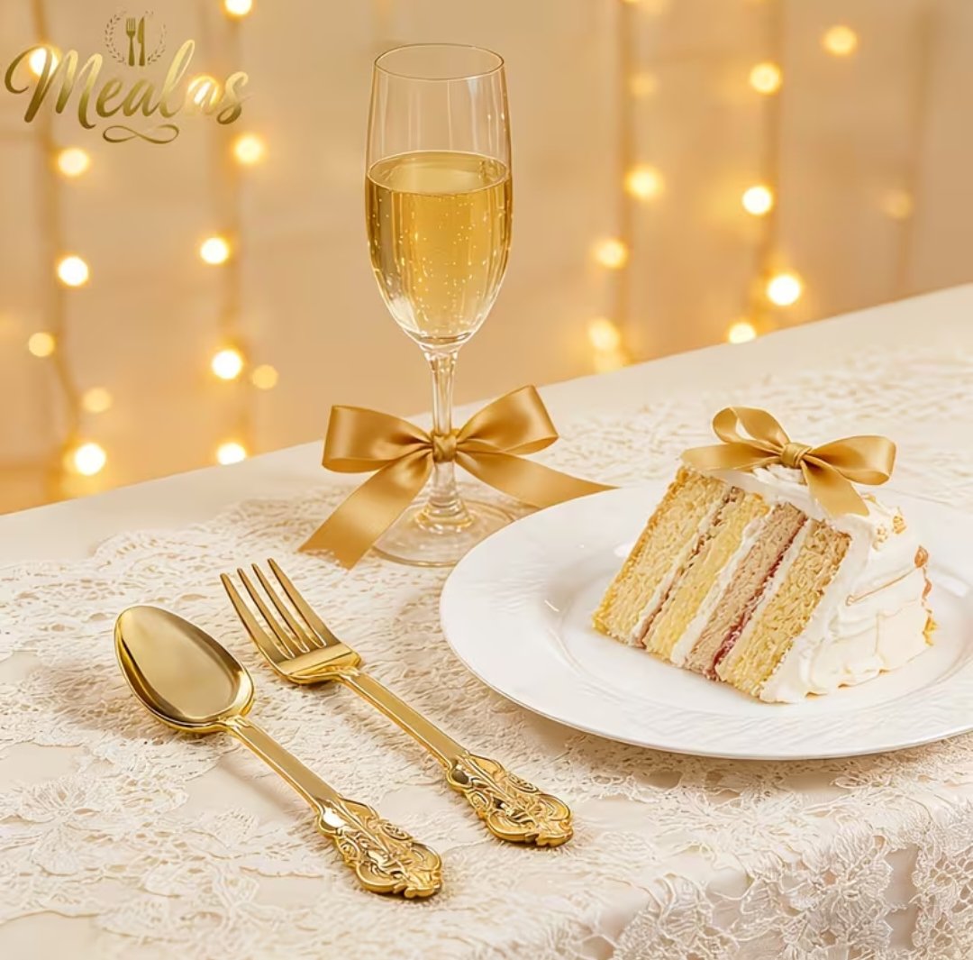 20pcs Golden Retro Tableware Set - Image 4