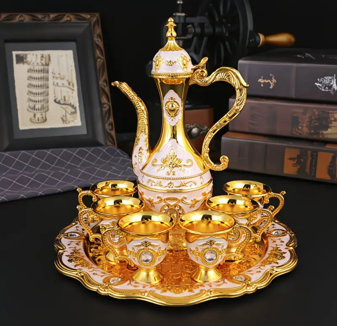 1 Set Vintage Exquisite Metal Wine Glass Jug Set - Image 4