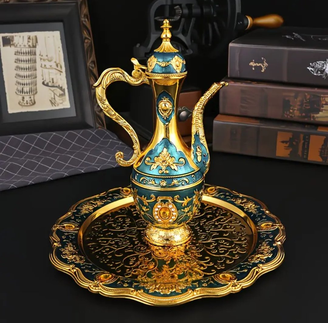 1 Set Vintage Exquisite Metal Wine Glass Jug Set - Image 6