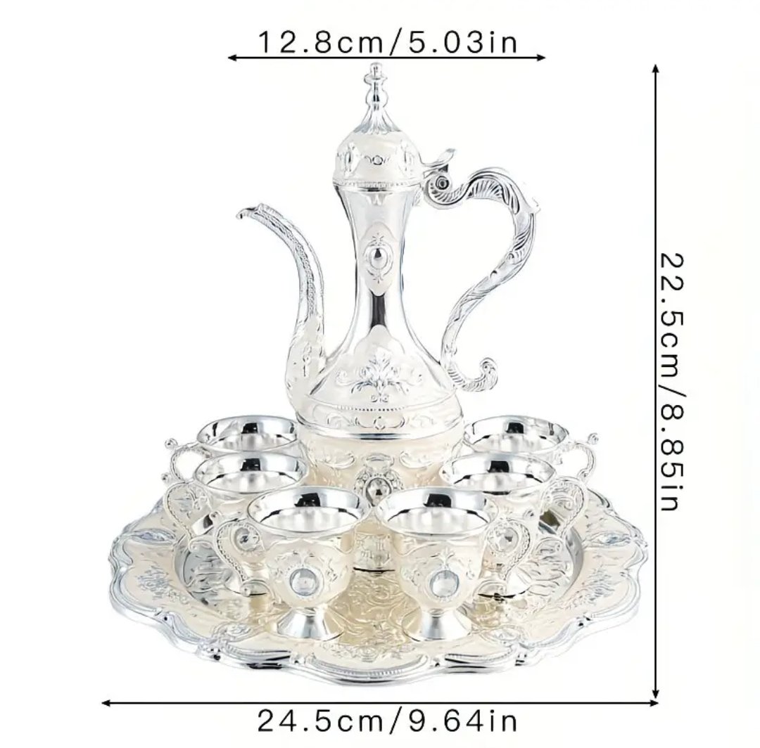 1 Set Vintage Exquisite Metal Wine Glass Jug Set - Image 8