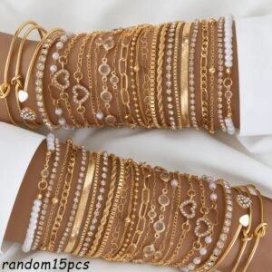Random 15pcs Women's Fashion Bracelet Set