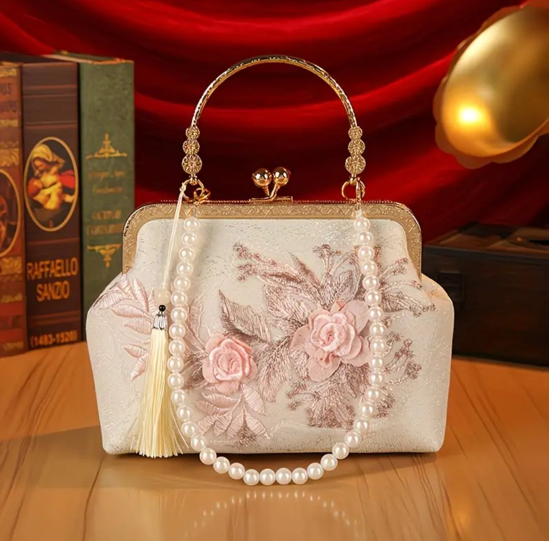 Elegant Floral Lace Evening Clutch with Detachable Shoulder Strap - Image 7