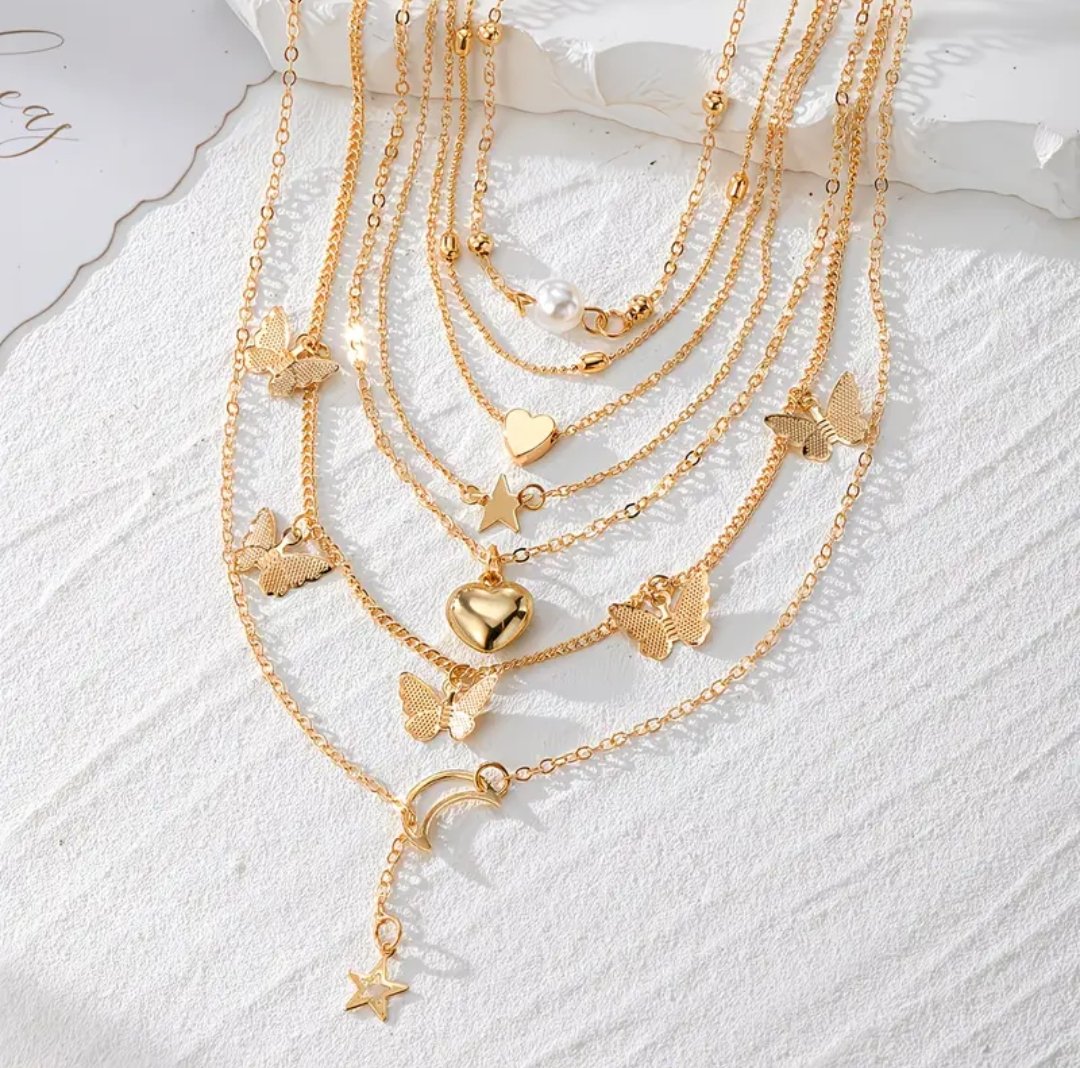 103pcs Fashion Elegant Heart Butterfly Necklace Set with Cubic and Christmas Theme Earrings - Image 3