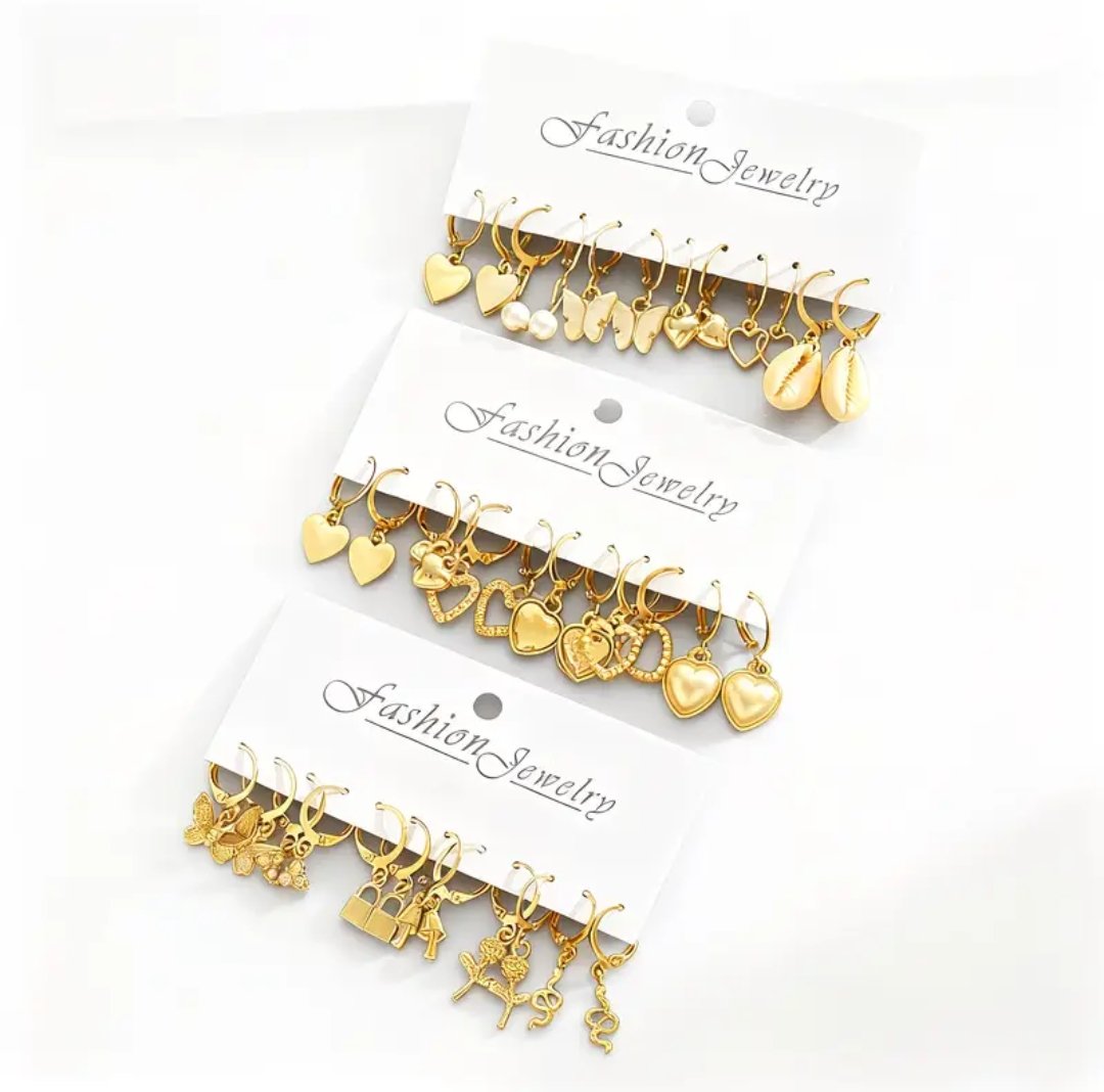 103pcs Fashion Elegant Heart Butterfly Necklace Set with Cubic and Christmas Theme Earrings - Image 4