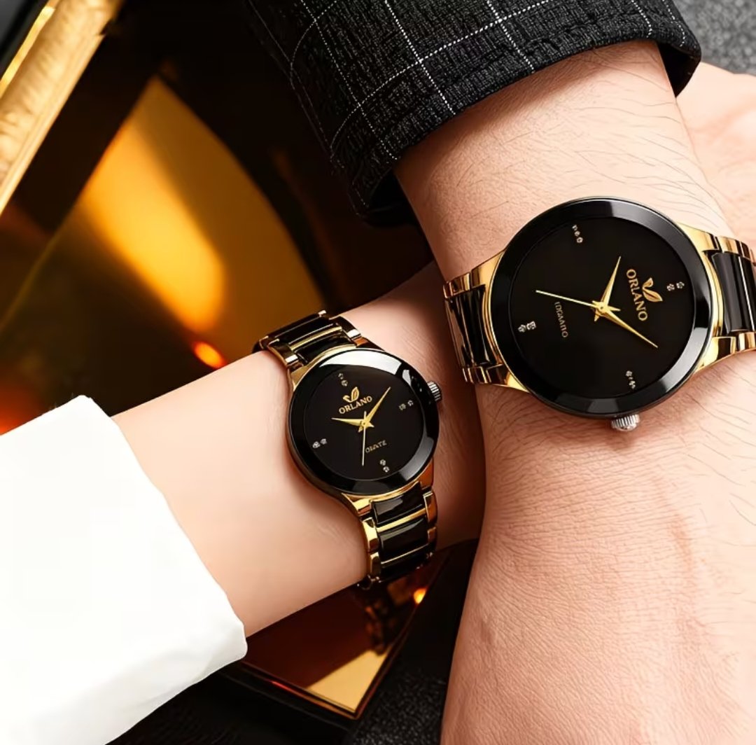 Fashion 2pcs Couple'S Quartz Watch Set