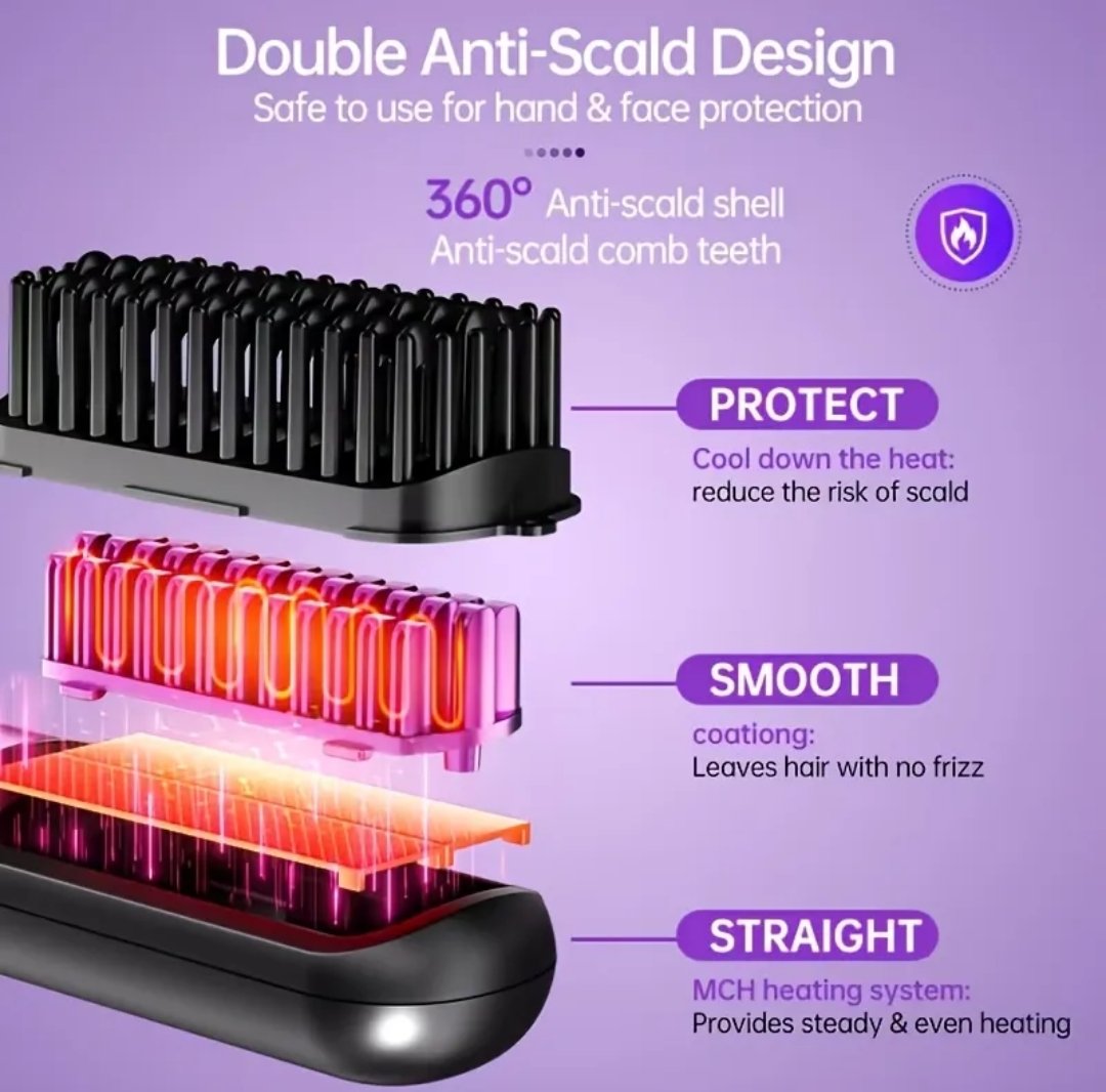 Wireless Bangs Comb, Straight And Curly Hair Dual Use, Fast Heating, Suitable for All Hair Types - Image 4