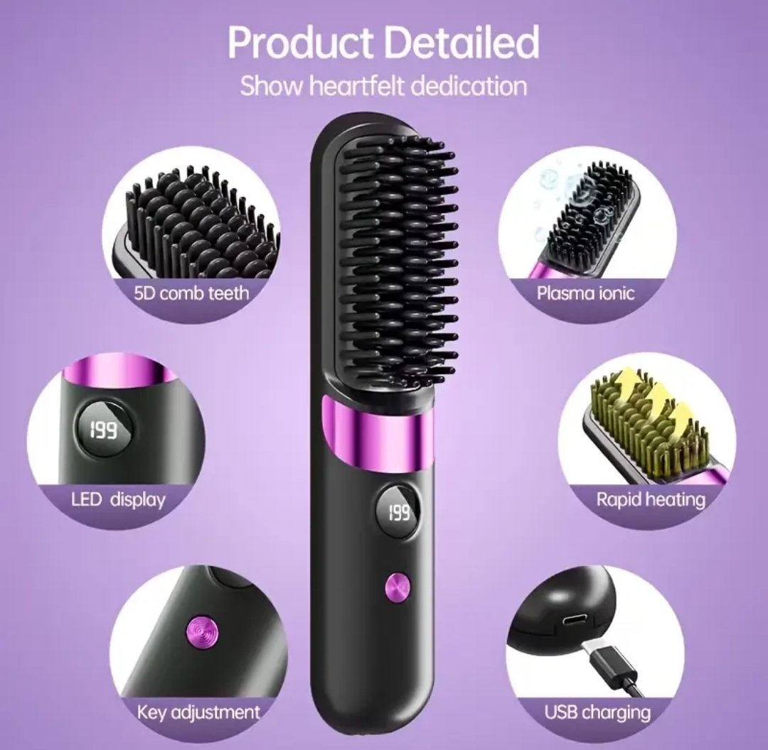 Wireless Bangs Comb, Straight And Curly Hair Dual Use, Fast Heating, Suitable for All Hair Types - Image 9