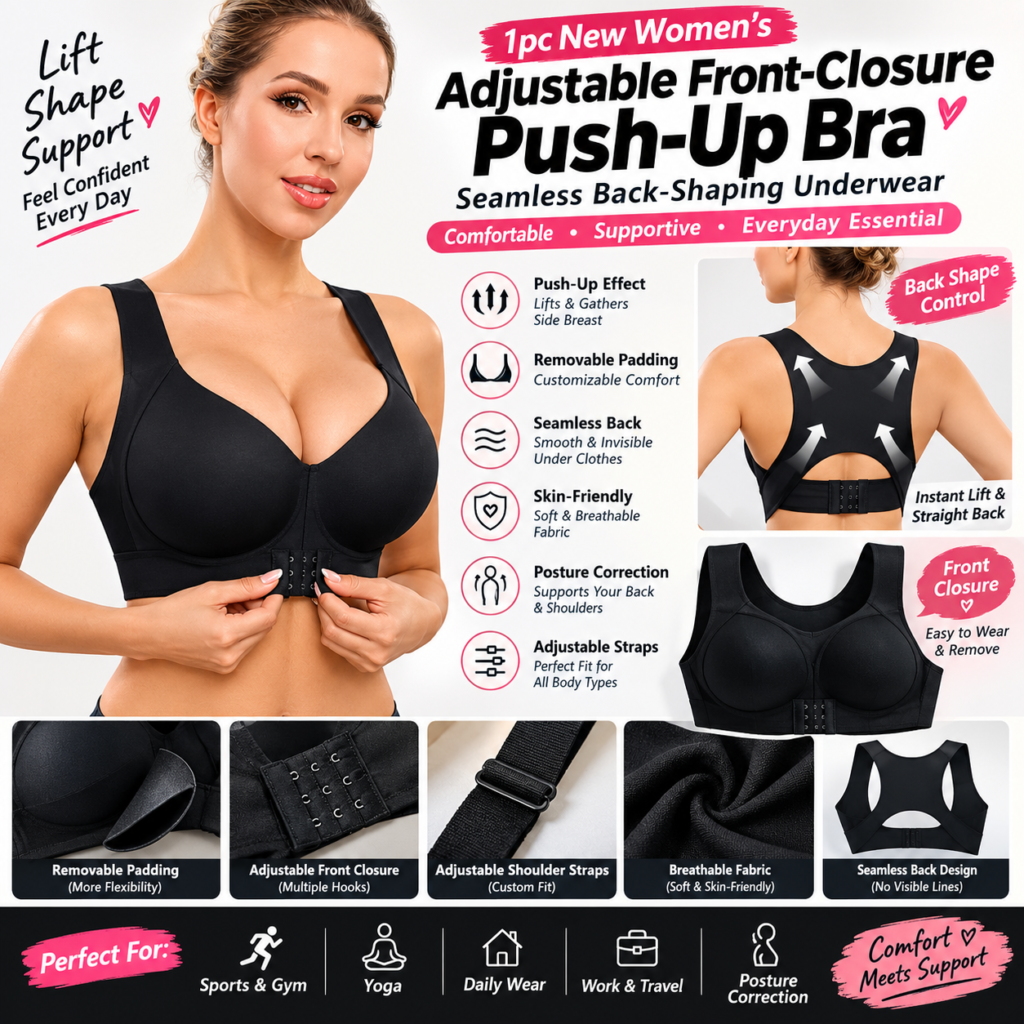 Women's Adjustable Front-Closure Push-Up Bra