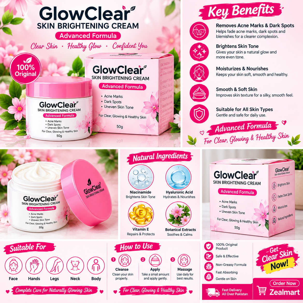 GlowClear Skin Brightening Cream – Advanced Formula for Acne Marks, Dark Spots & Uneven Skin Tone - Image 2